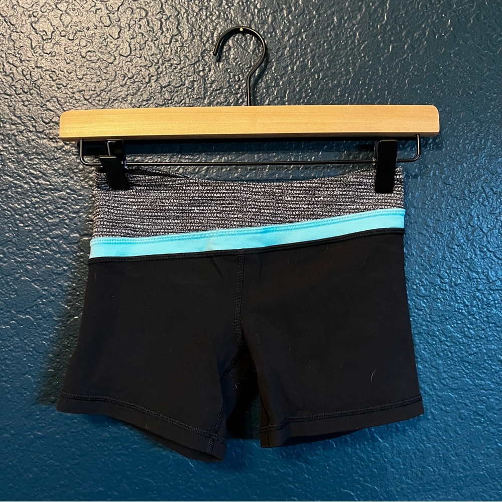 Ivivva {Lululemon’s brand for girls} Rhythmic shorts.  Reversible.